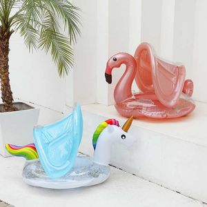 Kamizelka ratunkowa Flamingo Inflatible Circle Circle Baby Enfant Ploat Basen Jednorożec Pierścień pływacka z Słońca Pływające siedzenie Summer na plaży Basen zabawki T221212