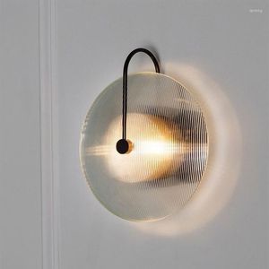 Lampa ścienna Post nowoczesny kreatywny sypialnia nocna nordycka okrągła szklana ganek korytarza chińskie światła w stylu