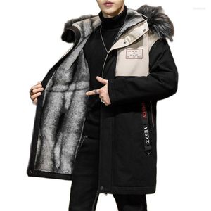 Männer Unten Winter Jacke Männer Mode Fell Kapuze Männlichen Parka Spleißen Dicke Jacken Baumwolle Mäntel Mann Fleece Parkas Windjacke