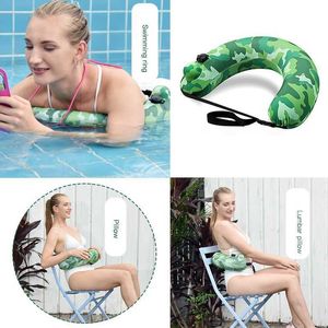 Life Vest Buoy Swim Belt Inflatable Swim Ring Portable Swim Trainer Pool Float Travel Neck Pillow For Kids Adults T221215