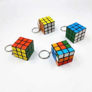 Magic Cube Keychain Funny Hyperbole Puzzle Rubik's Charms Pendant Key Ring Fashion Jewelry Gift Size is 3x3cm