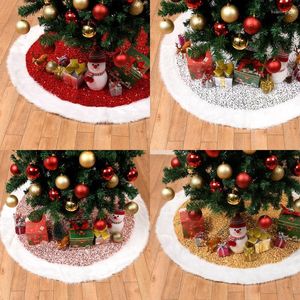 Weihnachtsdekorationen 90/120 cm Baum Pl￼sch Paillettenbasis Sch￼rze wei￟e Matte f￼r das Heimjahr Noel Ornament