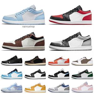 2023 Jumpman 1 Low Basketball Shoes Designer Womens Mighty Swooshers Light Chocolate Aluminum Bred Toe Shadow Pollen Men Trainers Mocha UNC 1s JORDO jorda retro