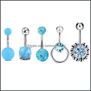 Body Arts Set of 5st Navel Rings CZ Akryl Belly Button Piercing Stud Fashionable Jewel Gifts for Men and Women Drop Delivery Heal DHS89