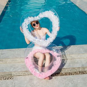 Life Vest Buoy 2 Storlek Hot Feather Heart Swimming Ring Float Gonfiabili Water Pool Party Uppblåsbar flottör Simning Circle Summer Beach Boj T221214