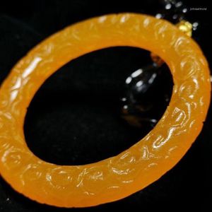 H￤nge halsband Klass A Natural Jadeit High Yellow Jade Armband Carving Bangles smycken Real Stone Women Gift