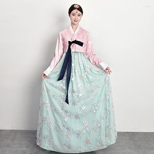 Stage Wear High End Hanbok Gauze Dress For Female Adults Spring Summer And Autumn Traditional Court Korean Ethnic Dance Performance