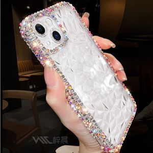 Luxus-Diamant-Strass-weiche TPU-Hüllen für iPhone 15 14 Plus 13 12 Pro Max 11 X XR XS 8 7 Iphone15 klare transparente Kristall-Mode-Mädchen-Dame-Handy-Rückseite