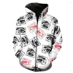 Herrtr￶jor abstrakt djur tiger ￶gon m￤ns dragkedja hoodie ton￥ringar mode tr￶jor 3d tryck avslappnade ￶verdimensionerade toppar harajuku hiphop