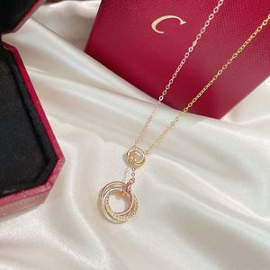 Дизайнеры ожерелья роскошные ожерелья триколор двойной кольцо бриллианты дизайн ювелирные украшения повседневное стиль рождественские подарки