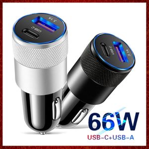 CC214 66W USB C Car Charger Quick Charge 3.0 Type C PD Fast Charging Phone Adapter For iPhone 13 12 11 Pro Max Xiaomi Huawei Samsung