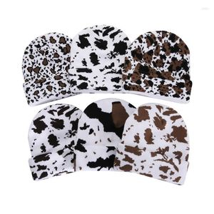 Berets Ins Japanese Autumn Winter Women Warm Skull Hat Student Lovely Leopard Cow Print Men Knitted Beanie Cap Bonnet Gorras