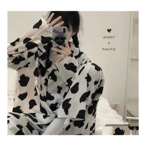 Other Home Textile Stberry Bear Pink Pajamas Womens Spring Autumn Winter Loose Cute Cartoon Longsleeved Trousers Service Twopiece Dr Otj5C