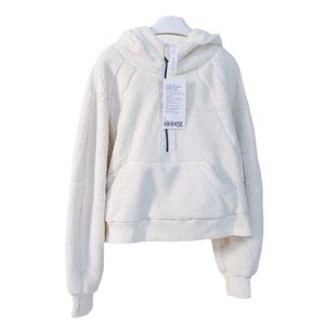 Women Designer Yoga hoodies Winter fitness running Soft wools lamb wool warm hooded Casual Fashion Half zip pullover Loose sweater sweatshirt Streetwear hoodie