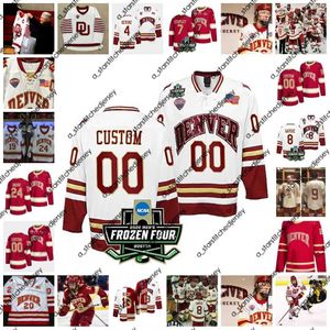 College Hockey trägt 2022 NCAA Frozen Four Championship Custom Denver Pioneers DU ICE Hockey-Trikot 24 Antti Laaksonen 36 Connor James 52 Gabe Gauthier 31 Wade