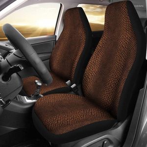 Car Seat Covers Cognac Brown Color And Black Reptile Lizard Snake Skin Scales Set Protectors Universal Fit For SUV Bucket Se
