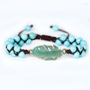 Charm Bracelets Leaf Bracelet African Japser String Braided Yoga Friendship Lover Boho Jewelry Drop