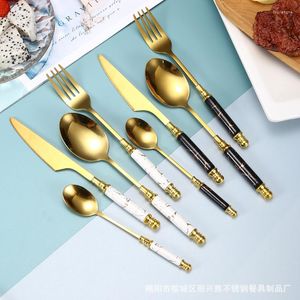 Utensílios de bife de conjuntos de utensílios para acessórios de cozinha para acessórios de cozinha em casa colher portátil e garfo de garfo presente luxuoso panelas de cozinha ao ar livre