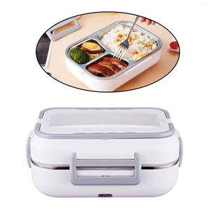 Dinnerware Sets Stainless Steel Dual Use Electric Lunch Box 2 In 1 Heated Container With Cutlery Phone Holder Easy To Clean US Adpater