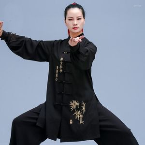 Ropa ￩tnica para hombres suave para hombres traje de uniforme de tai chi wushu artes marciales ala chun chaqueta pantal￳n traje de ejercicio matutino