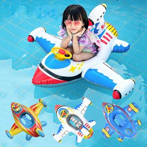 Life Vest Buoy Airplane shape Infant Float Pool Swimming Ring Inflatable Circle Baby Seat with Steering Wheel Summer Beach Party Pool Toys T221214