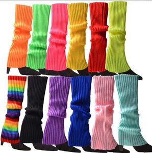 80'ler kadın neon bacak ısıtıcılar kostüm aksesuarları örgü kurutulmuş bacak warmers boots toots kapakları parti dansı mardi gras karnavalı 16inch