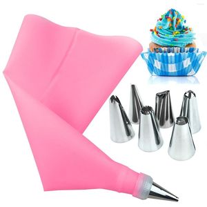 Backformen-Werkzeuge, Kuchendekorationszubehör, Tipps-Sets, 6 Edelstahl-Zuckerguss, 1 Spritzbeutel und wiederverwendbare Kupplung für