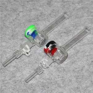New 7.5 Inch Hookah Glass Nectar Pipe with 10mm 14mm Quartz nail Tips Keck Clip 5ML Silicone Container Reclaimer