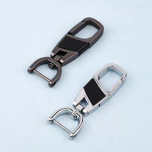 Keychains Men Anti-Lost Car Key Holder Simple Leather Keychain Metal Auto Vehicle Keyring Accessories Gift For Husband Keys Organizer