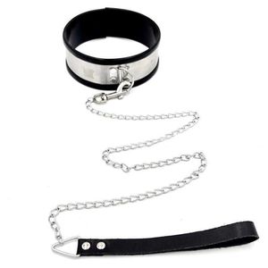 Neck Bondage Stainless Steel Slave Dog Collar With Metal Chain Leash Adult Games BDSM Restraints Harness Sexy Toys For Couples274N