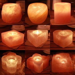 Candle Holders 800-1000g Natural Himalayan Salt Crystal Stone Holder 10x8cm Tea Light Stand SPA Crystals Wedding Valentine
