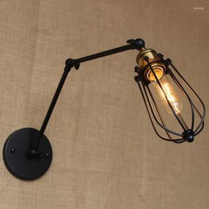 Lampa ścienna wlgnm retro czarne ramię regulowane kreatywny styl przemysłowy dla sypialni American Loft Lighting Light