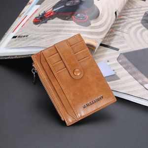 Wallets Baellerry Men Slim Card Holder Zipper Coin Pocket Mens Mini Money Purse Small Leather Wallet Front For