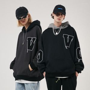 M￤ns hoodies h￶st/vinter- och kvinnors hoodie broderade bokst￤ver tjocka av axeln