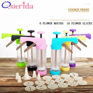 Bakning M￶gel Creative Grip Cookie Press Icing Set 6 Flower Mouth 16 Piece Biscuits Machine Cake Decoration Cookies Tools Tools