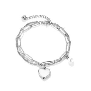 Doppellagiges Perlenarmband-Design. Armreifen, einfache kleine Spleißkette, Liebesschmuck