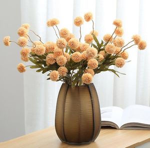 Raw Silk Artificial Flower 5 Head Dandelion Ball Chrysanthemum Hotel Home Wedding Party Christmas Decoration