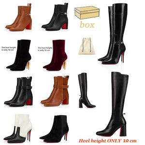 With box designer red bottoms women boots over the knee boot lady sexy pointed-toe pumps lipstick style high heels boot ankle short booties woman luxury shoes 35-42