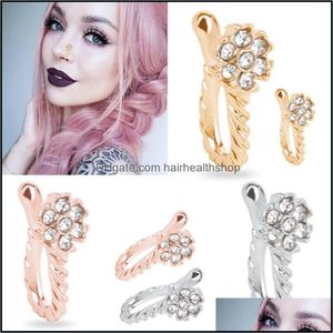 Body Arts Rope Clip on Nose Ring Diamond Copper non piercing Funcing Clips Gioielli per le donne Delivery Delivery Health Beauty Tattoos Art Dhjgm