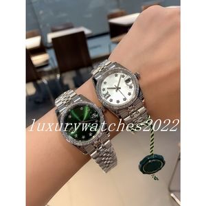 Orologio da donna di alta qualità 31 mm Datejust meccanico con diamanti lunetta Lady oro bianco acciaio inossidabile quadrante verde cinturino Jubilee vetro zaffiro orologi da polso sportivi