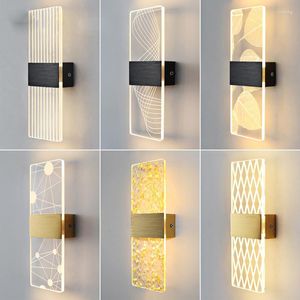 V￤gglampa kreativa minimalistiska led fashionabla sovrum sovrum trappor korridor enkel ljus 110v 220v design belysning dekorativ