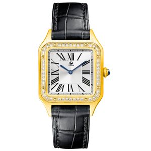 Diamond Women's Watch Quartz Bewegung Kuh Leder Watch Band Sapphire Glas wasserdicht für Hochzeitstagsgeschenk