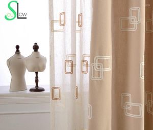 Caixa de cortina Cotton Stéreo Colocação bordada coreana cortinas geométricas Cortinas Sala de estar de tule pura de tule moderna