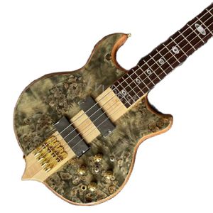 Lvybest Chitarra elettrica Custom Burst Top in acero 4 5 6 corde Basso per chitarra Collo attraverso il corpo Basso elettrico Alembi personalizzato
