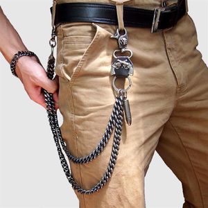 Heren taille Key Chain Vintage Heavy Rock Metal Hip Hop Gothic Punk Skelet Bullet Pants broek Jean Biker Wallet Key Ring266n