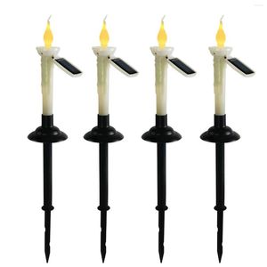 4st Flameless Outdoor Simulation Ground Plug Battery Operated Taper Candle Light Lawn LED LAMP GARD JUL LANDSCAP GARDEN