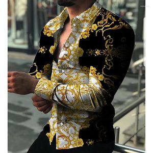 Erkek Casual Gömlek Moda Erkekler Boy Gömlek Çiçek Asma Baskı Uzun Kollu Erkek Giyim Vintage Hırka Bluzlar Yüksek Kalite Tops