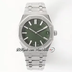 ZF 1551 50º aniversário A4302 Relógio masculino automático 41 mm ultrafino 10 5 mm verde texturizado mostrador pulseira de aço inoxidável Supe217R