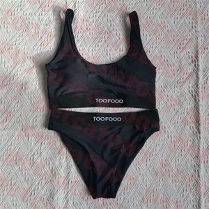 Costume da bagno sportivo nero con stampa di lettere, costume da bagno classico da donna, costume da bagno ad asciugatura rapida