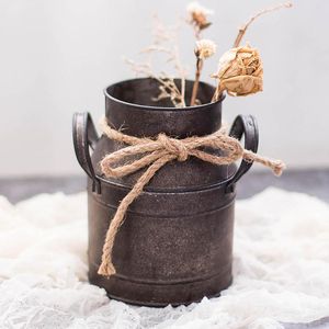 VASES VINTAGE RETRO SHABBY IRON MILK JUG GARDAGEN PLATING FLOWER VASE POT DECORジューシーな植栽ディスプレイスタンドルーム